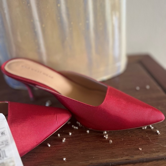 Who What Wear red fabric kitten heels mules sandals - Picture 5 of 7